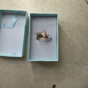 Gold-Tone Star Accent Women's Ring - White Box Included